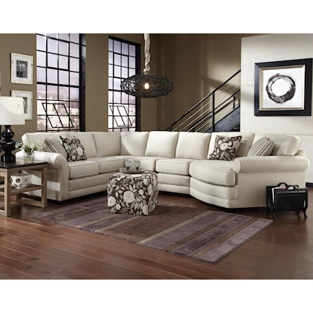 Casual 4-Piece Sectional Sofa with Cuddler
