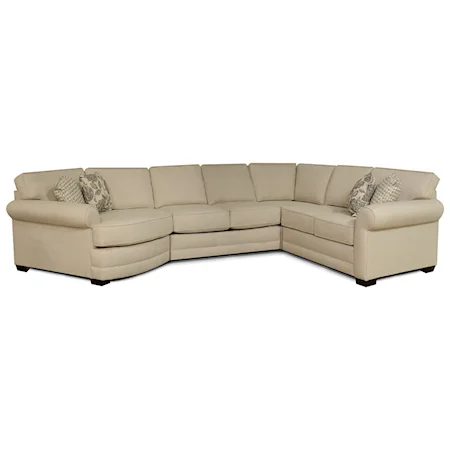 Casual 4-Piece Sectional with Cuddler