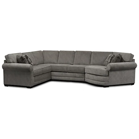 Casual 4-Piece Sectional Sofa with Cuddler