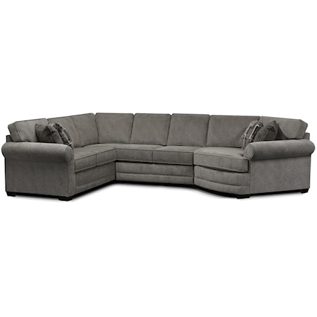 Casual 4-Piece Sectional Sofa with Cuddler