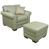 Upholstered Stationary Chair and Ottoman
