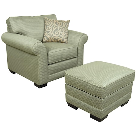 Upholstered Stationary Chair and Ottoman