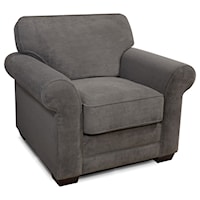 Casual Upholstered Stationary Chair with Rolled Arms