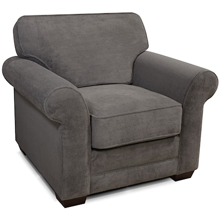 Casual Upholstered Stationary Chair with Rolled Arms