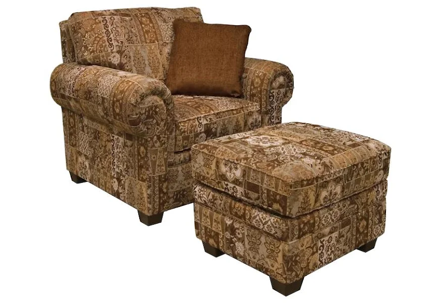 Brett Rolled Arm Chair & Ottoman by England at SuperStore