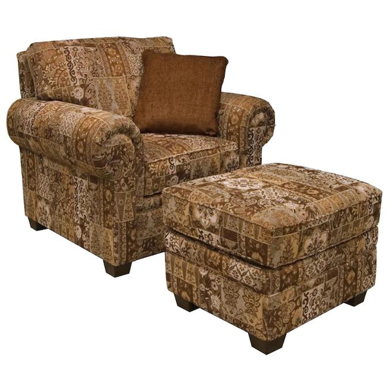 England 2250/N Series Rolled Arm Chair & Ottoman