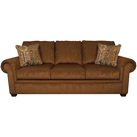 Casual Rolled Arm Sofa with Exposed Block Legs