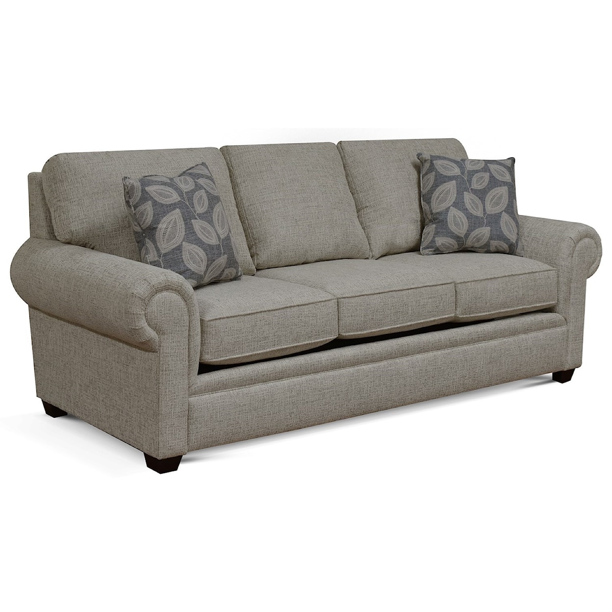 England 2250/N Series 2255 8429 Rolled Arm Sofa with Exposed Block Legs ...