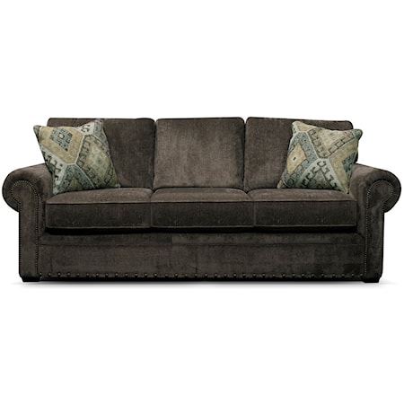 Casual Rolled Arm Sofa with Exposed Block Legs