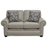 Casual Rolled Arm Loveseat with Exposed Block Legs