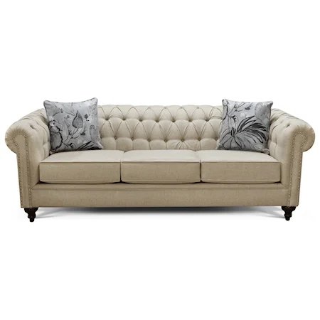Transitonal Chesterfield Sofa with Button Tufting
