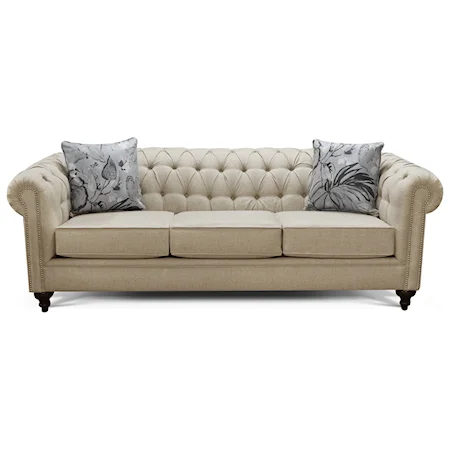 Traditional Chesterfield Sofa with Button Tufting