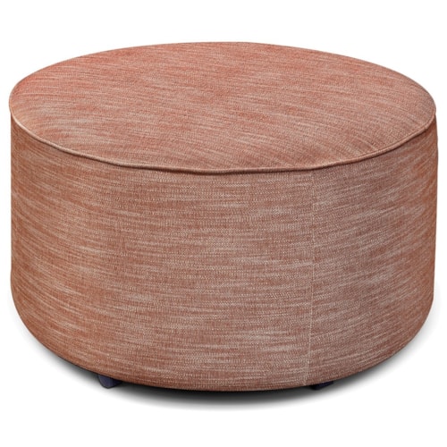 Casual Round Cocktail Ottoman with Casters