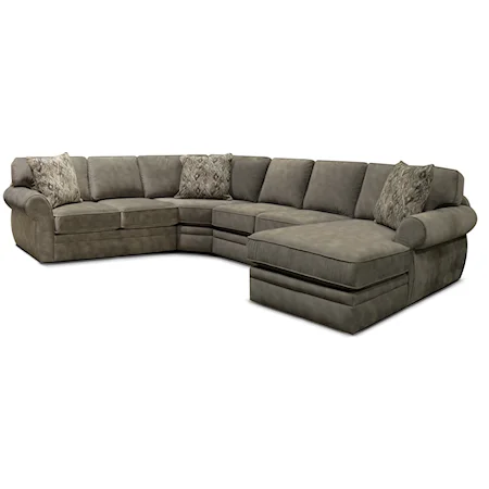 Casual 4-Piece Stationary Sectional with Chaise