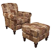 Upholstered Traditional Chair and Ottoman Set