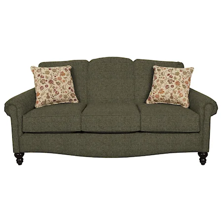 Traditional Upholstered Sofa with Turned Feet