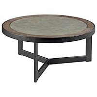 Contemporary Round Cocktail Table with Concrete Inset