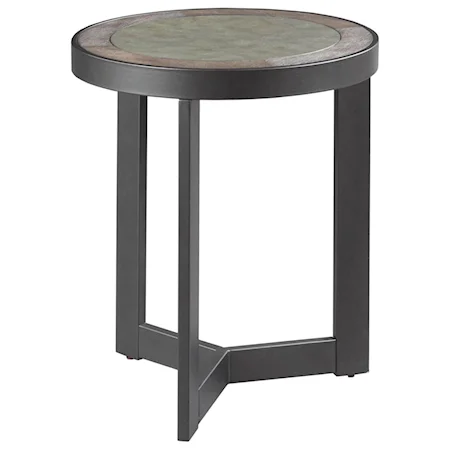 Contemporary Round End Table with Concrete Inset