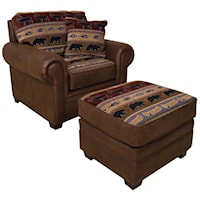 Upholstered Chair and Ottoman with Tapered Block Feet