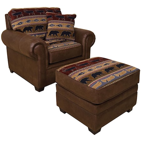 Upholstered Chair and Ottoman