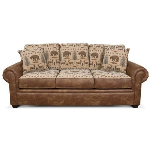Rustic Sofa with Wide Rolled Arms