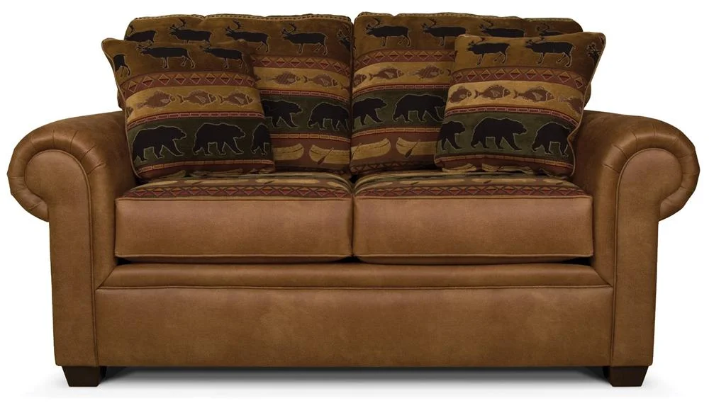 England 2260/N Series 2266 5692 Loveseat with Wide Rolled Arms Brown