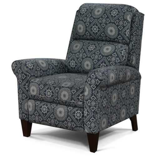 Transitional Push Back Recliner with Tapered Legs