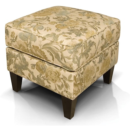 Contemporary Tapered Leg Ottoman with Welted Box Cushion Top