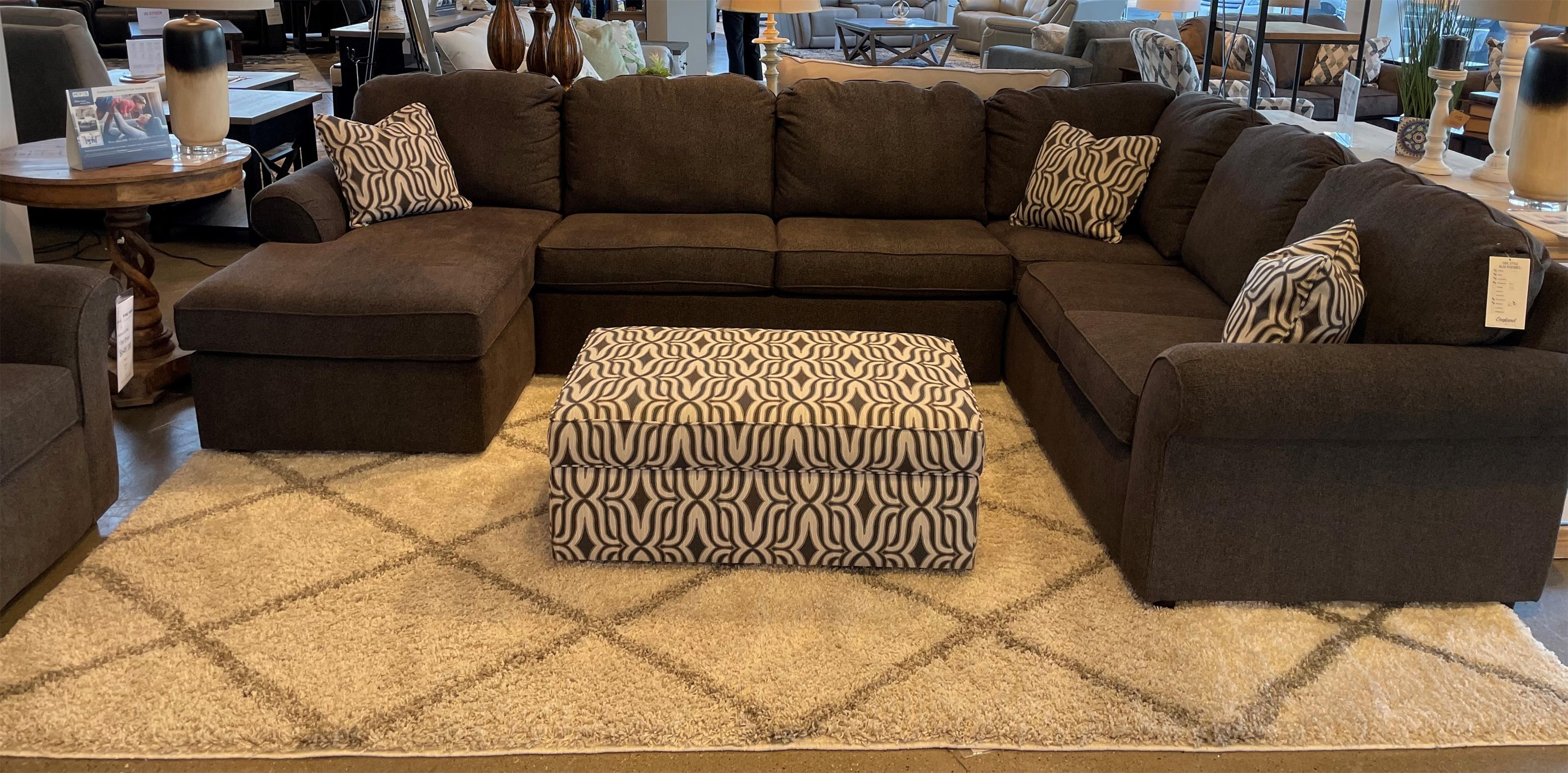 Cornell pewter top sofa with chaise