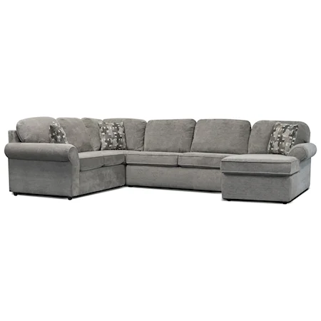 Casual 5-6 Seat (right side) Chaise Sectional with Rolled Arms