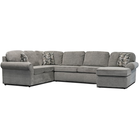 Casual 5-6 Seat (right side) Chaise Sectional with Rolled Arms