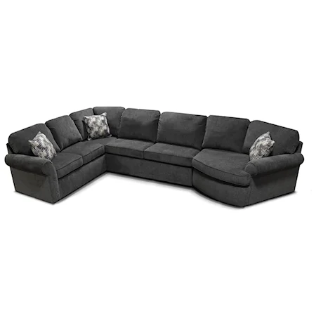 Casual 3-Piece Sectional with Rolled Arms