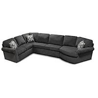 Casual 3-Piece Sectional with Rolled Arms