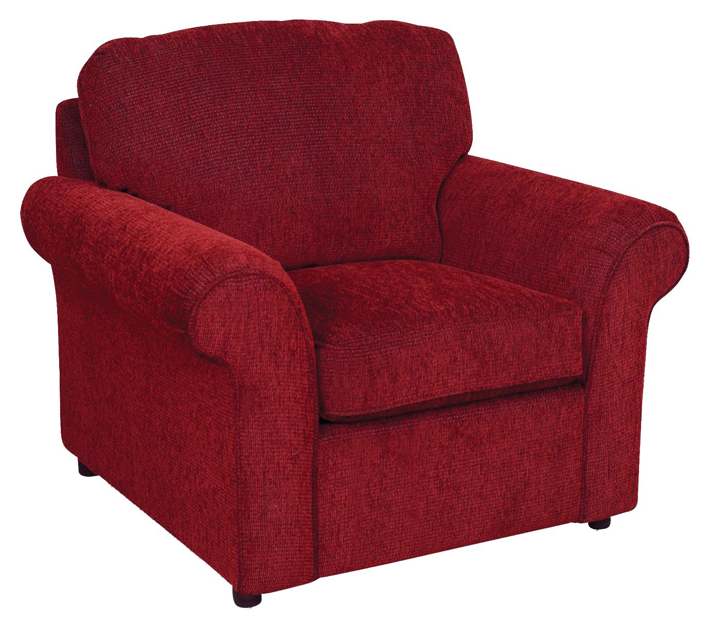 Red chair and store a half with ottoman