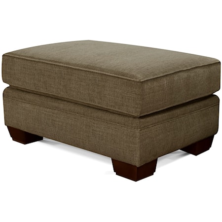 Traditional Upholstered Ottoman with Block Legs