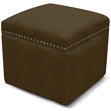 Transitional Storage Ottoman with Nailhead Trim