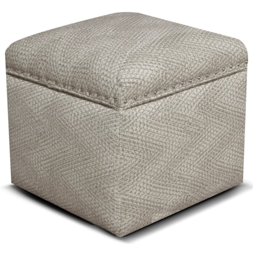 Transitional Storage Ottoman with Nailhead Trim