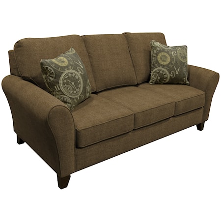 Transitional Flared Arm Sofa with Wooden Legs