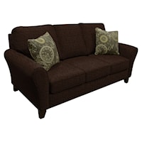 Transitional Flared Arm Sofa with Wooden Legs