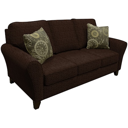 Transitional Flared Arm Sofa with Wooden Legs