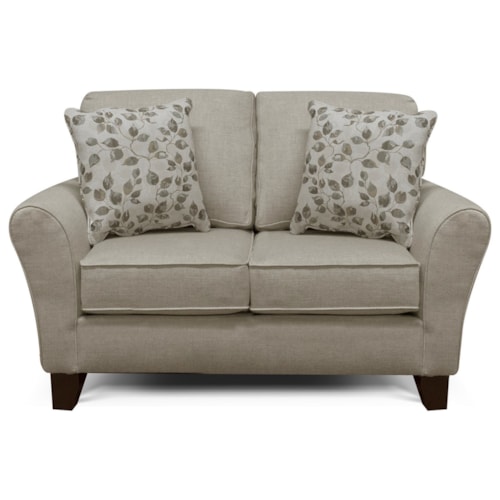 Transitional Loveseat with Flared Arms