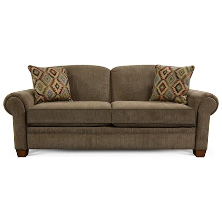 Casual Upholstered Sofa with Nailhead Trim