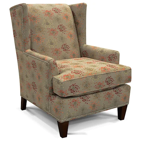 Transitional Wing Back Chair with Nailhead Trim