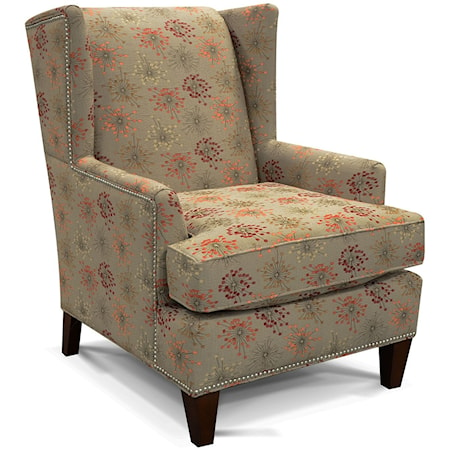 Transitional Wing Back Chair with Nailhead Trim