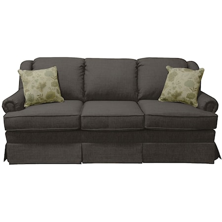 Traditional Skirted Sofa with Rolled Arms