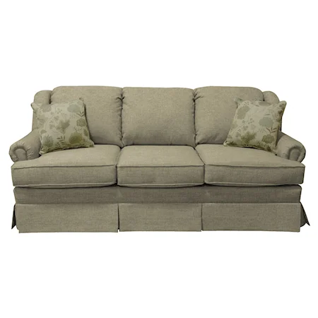 Traditional Skirted Sofa with Rolled Arms