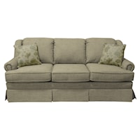 Traditional Skirted Sofa with Rolled Arms