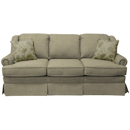 Traditional Skirted Sofa with Rolled Arms