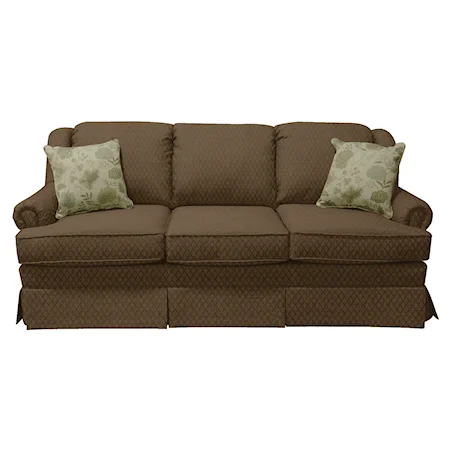 Traditional Skirted Sofa with Rolled Arms