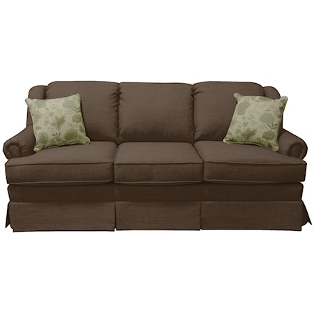 Traditional Skirted Sofa with Rolled Arms